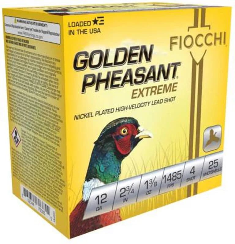 Golden Pheasant, 12 Gauge, 4 Shot, 2-3/4 in, 1 3/8 oz, 1485 fps — 25 Count